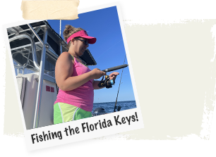 Trisha reeling in the catch of the day in Key West