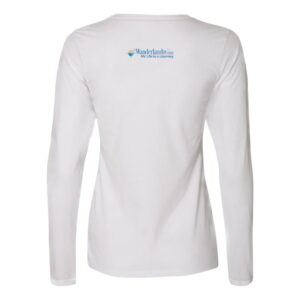 WanderlandRV.com Logo Ladies’ Essential Dri-Power Long Sleeve Tee - white - back